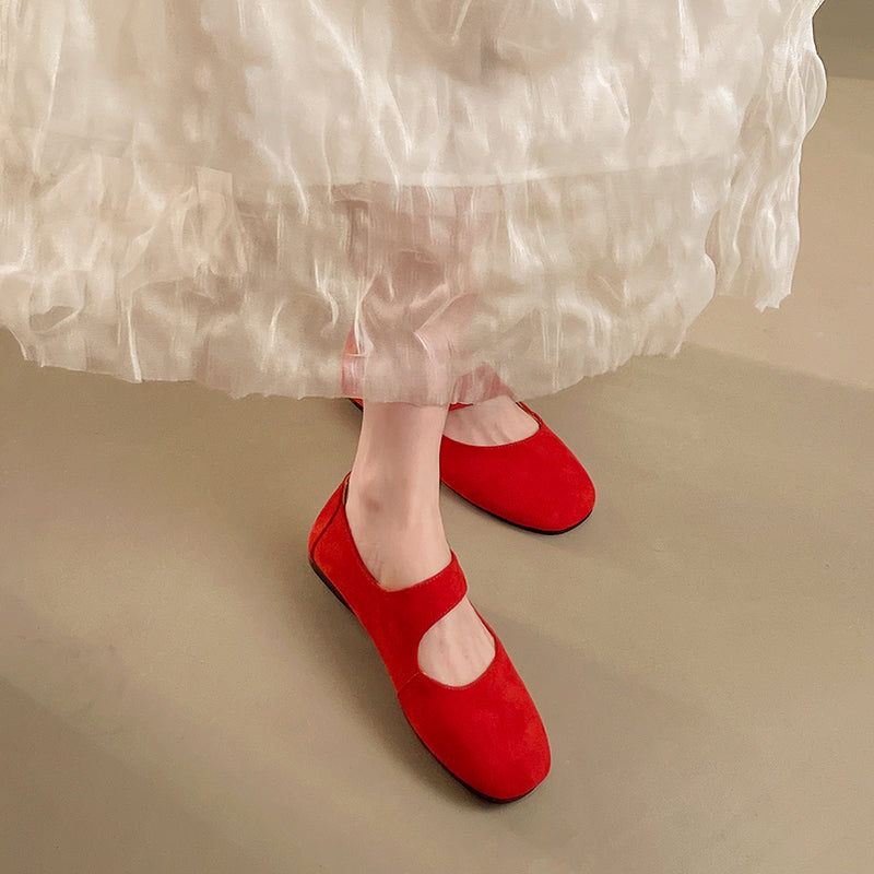 Korean Trendy Ballet Mary Jane Flats For Women, New Summer 2026, Round Toe Slip-On Shoes With Strap Buckle