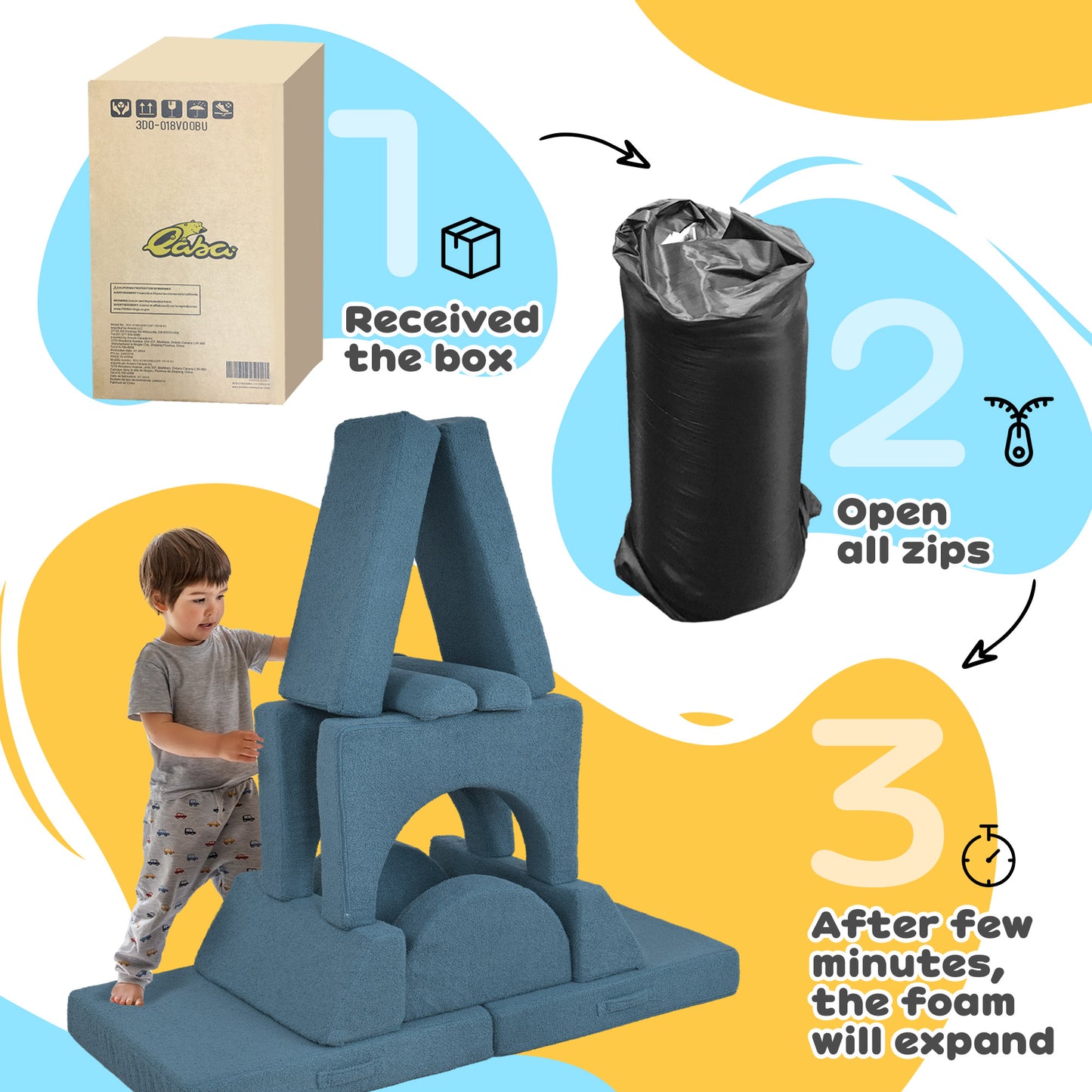12 Pcs Foam Climbing Blocks for Toddlers, Indoor Soft Play Equipment for Boys and Girls, Blue