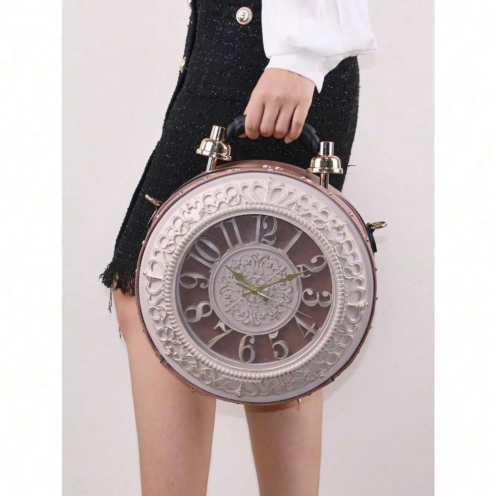 Retro Clock Shaped Crossbody Purse Handbags Women Shoulder Bag Vintage Steampunk Messenger Bags Designer Clock Purse,  Bags For Women, Summer, Tote Bags For Women, Valentine's Day Gifts, Romantic Gift