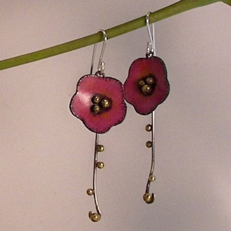 Creative Best-Selling Asymmetric Graffiti Antique Red Copper Earrings