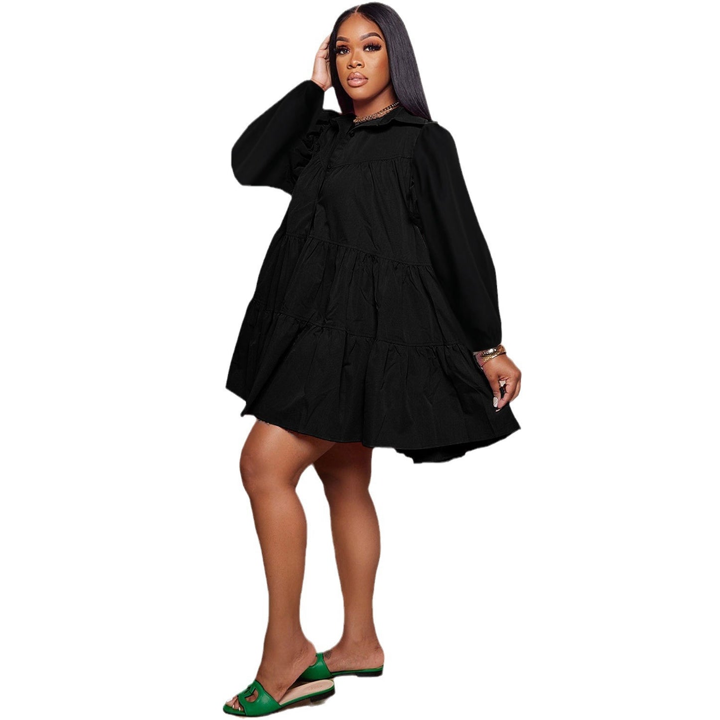 Womens Best-selling Casual Loose-fit Long-sleeve Dress