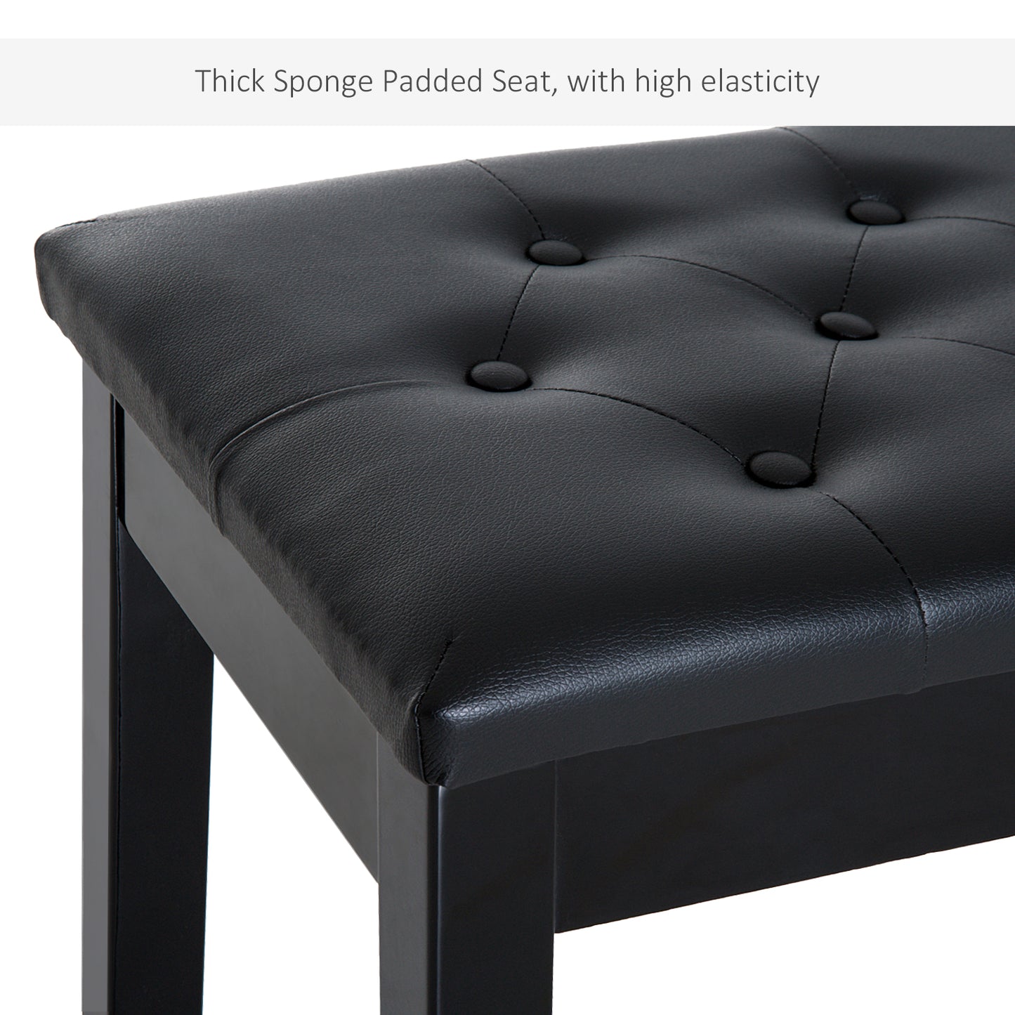 PU Leather Upholstered Piano Stool Makeup Stool Bench Dressing Table Seat With Storage 76x36x50cm, Black