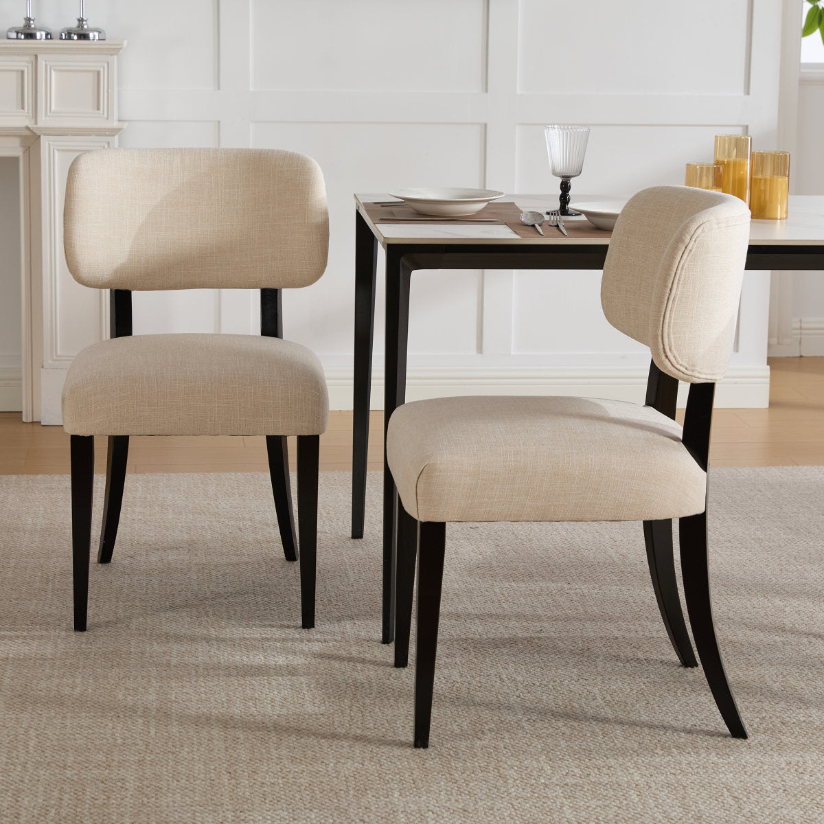Wooden Dining Chairs Set of 2, Modern Fabric Upholstered Dining Room Chair Kitchen Chairs, Farmhouse Dinner Chair for Kitchen Dining Room