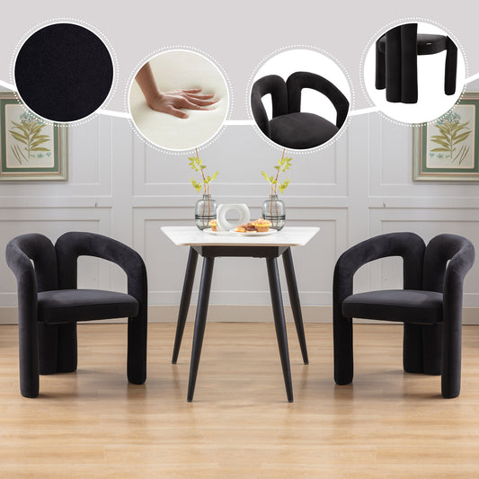 Contemporary Designed Velvet Fabric Upholstered Accent Dining Chair  Barrel Side Chairs Kitchen Armchair For Living Room Set Of 2  Black Velvet