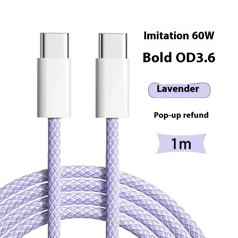 60W Double C Mobile Phone Braided Pd Charging Cable