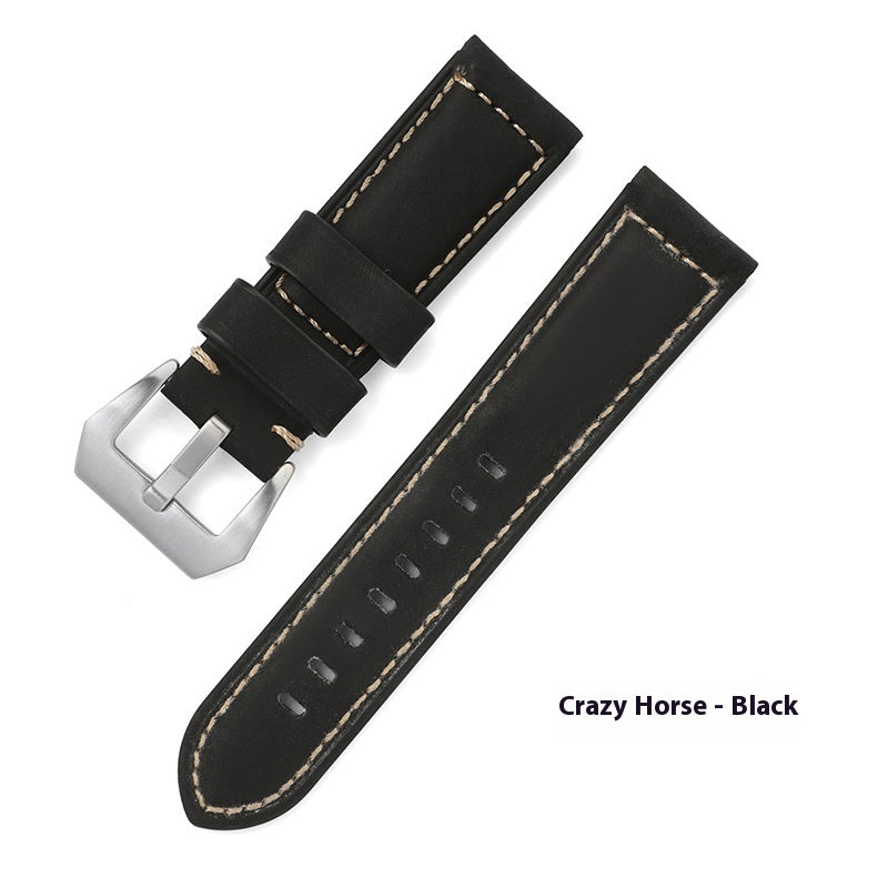 Best-selling In Stock Genuine Leather Strap Crazy Horse Frosted Oil Wax First Layer Cowhide Bamboo Pattern Sports Men Peina Watch Band