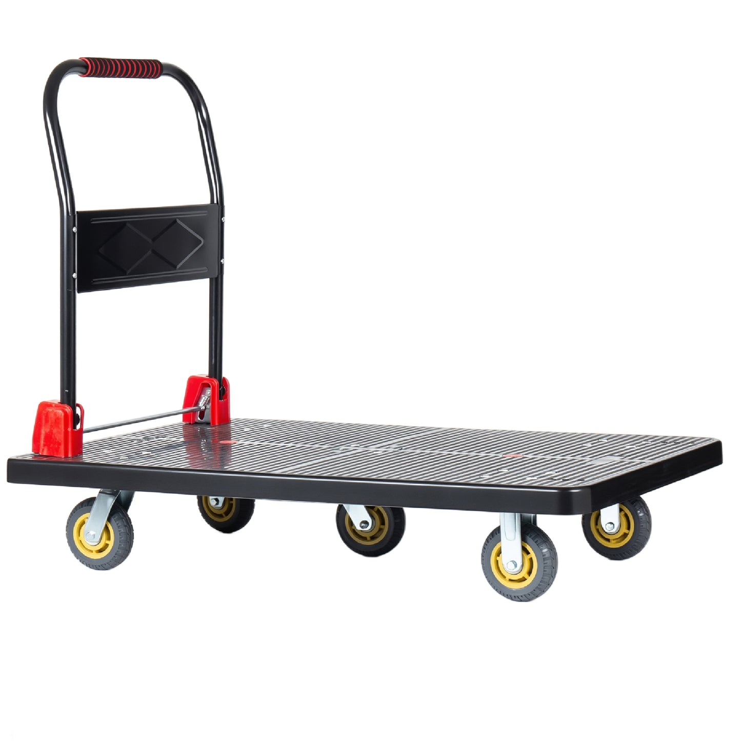 25.5 X43.5  Platform Truck  Foldable Handcart With 5  TPR 360- Degree Silent Wheels  1500lbs Heavy- Duty Push Dolly Cart  5 Steel Load- Bearing Beams For Warehouse Garage Home Use