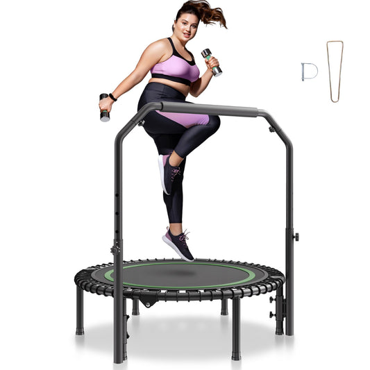 Faltbares Mini-Trampolin Fitness-Rebounder 1027 Mm, 150 Kg Belastbares Tainingstrampolin, Rebounder Sport Trampolin Mini-Trampolin Gartentrampolin Mit 4-stufig Höhenverstellbarem Schaumstoffgriff