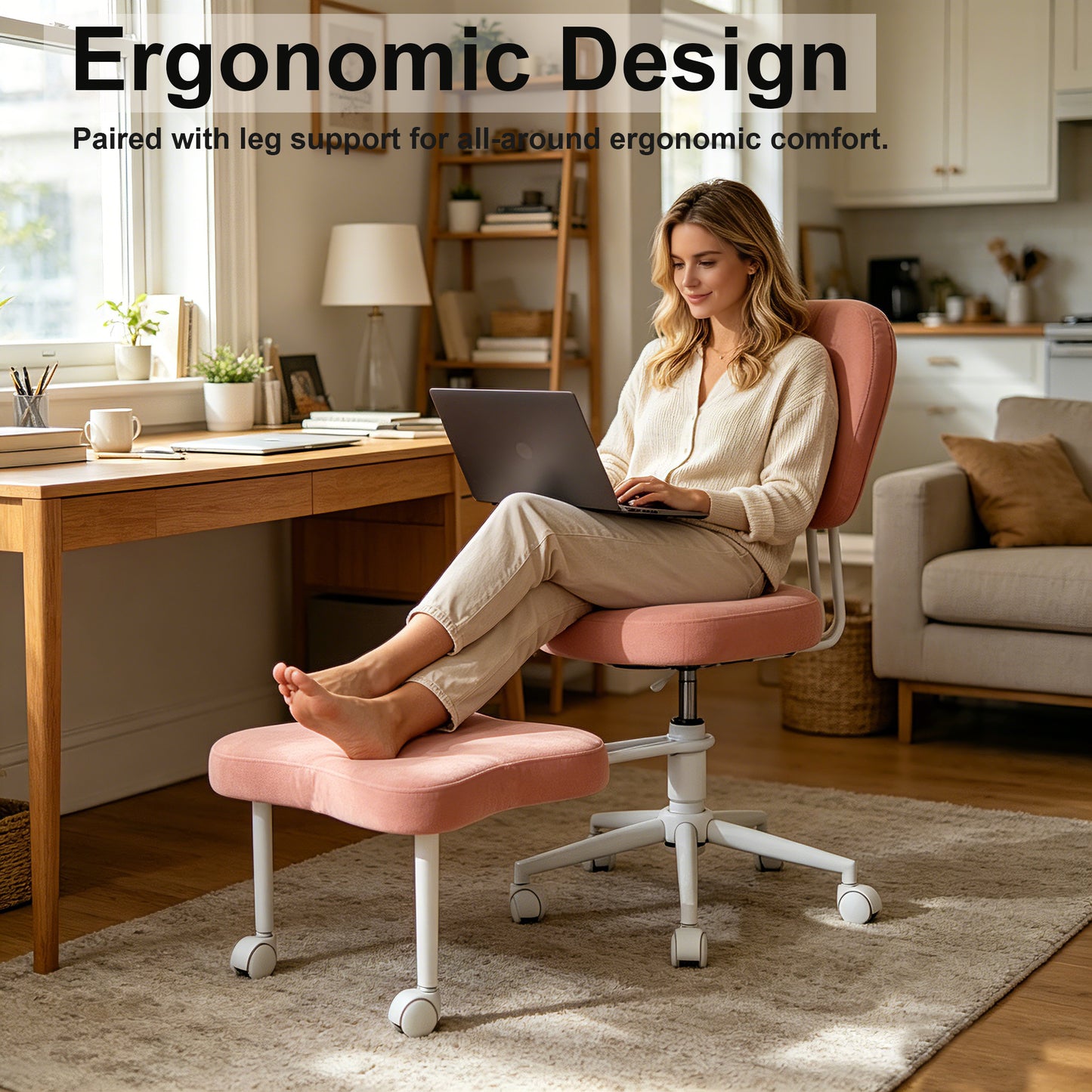 Meditation Chair, An Ergonomic Cross-legged Seating Chair With Lumbar Support And A Height-adjustable Seat Cushion, Ideal For People Engaged In High-intensity Office Work. PINK