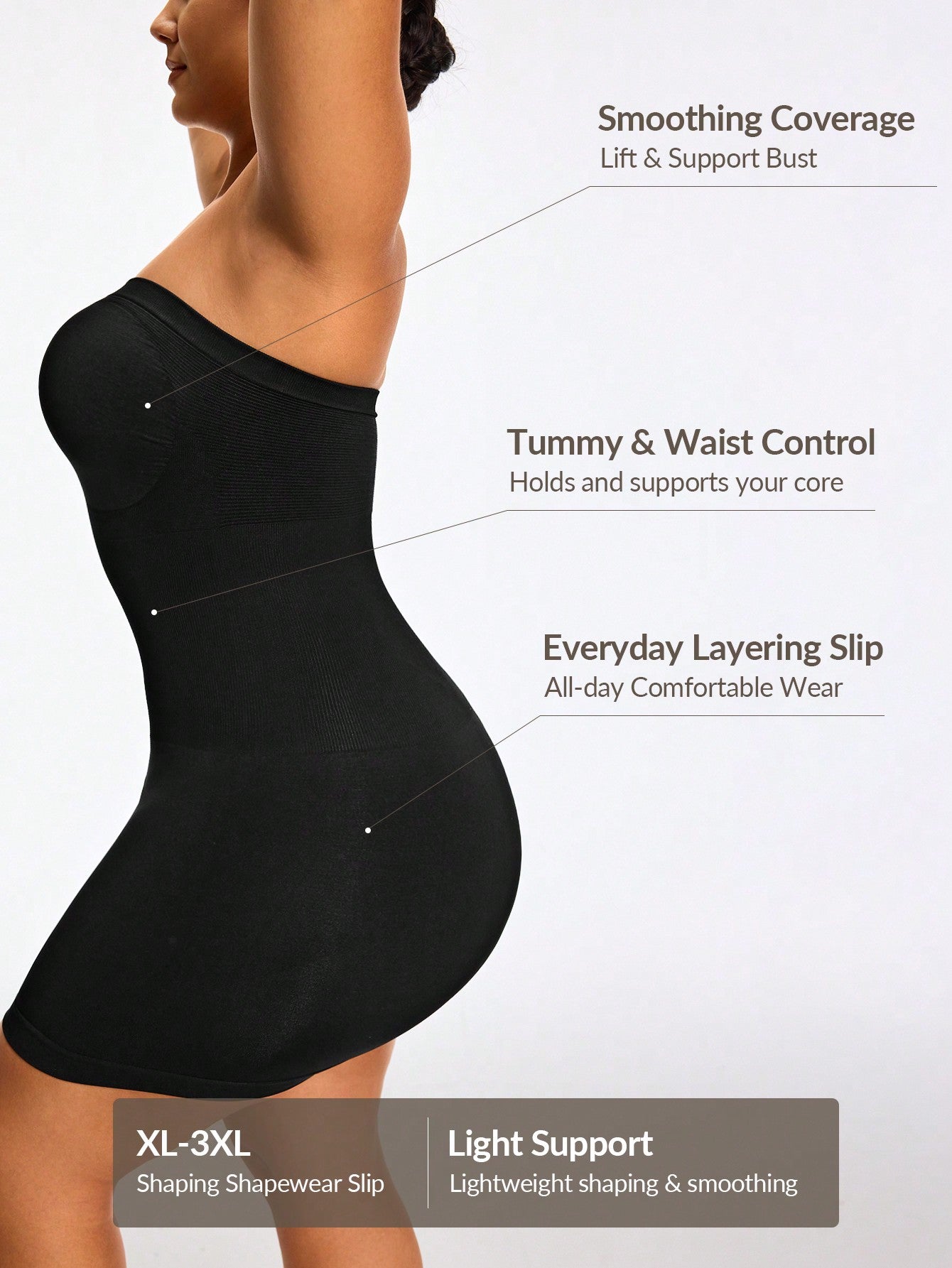 Strapless Full Body Shapewear Bodysuit Bust Lift Tummy Waist Control Natural Butt-Lift