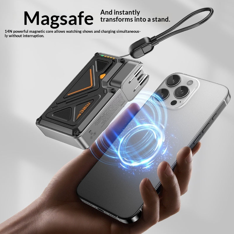 35W Fast-Charging Power Bank With Built-in Cable And Magnetic Attachment For Mobile Devices