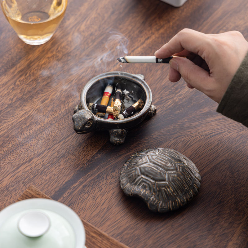 Turtle-shaped Ceramic Ashtray Small Tea Pet For The Office
