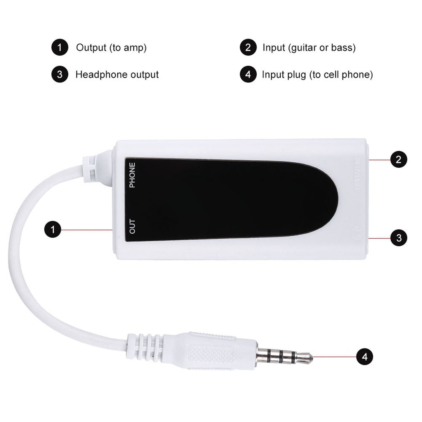 Flanger FC-21 Electric Guitar Bass To Mobile Phone Connector Converter Instruments Accessory