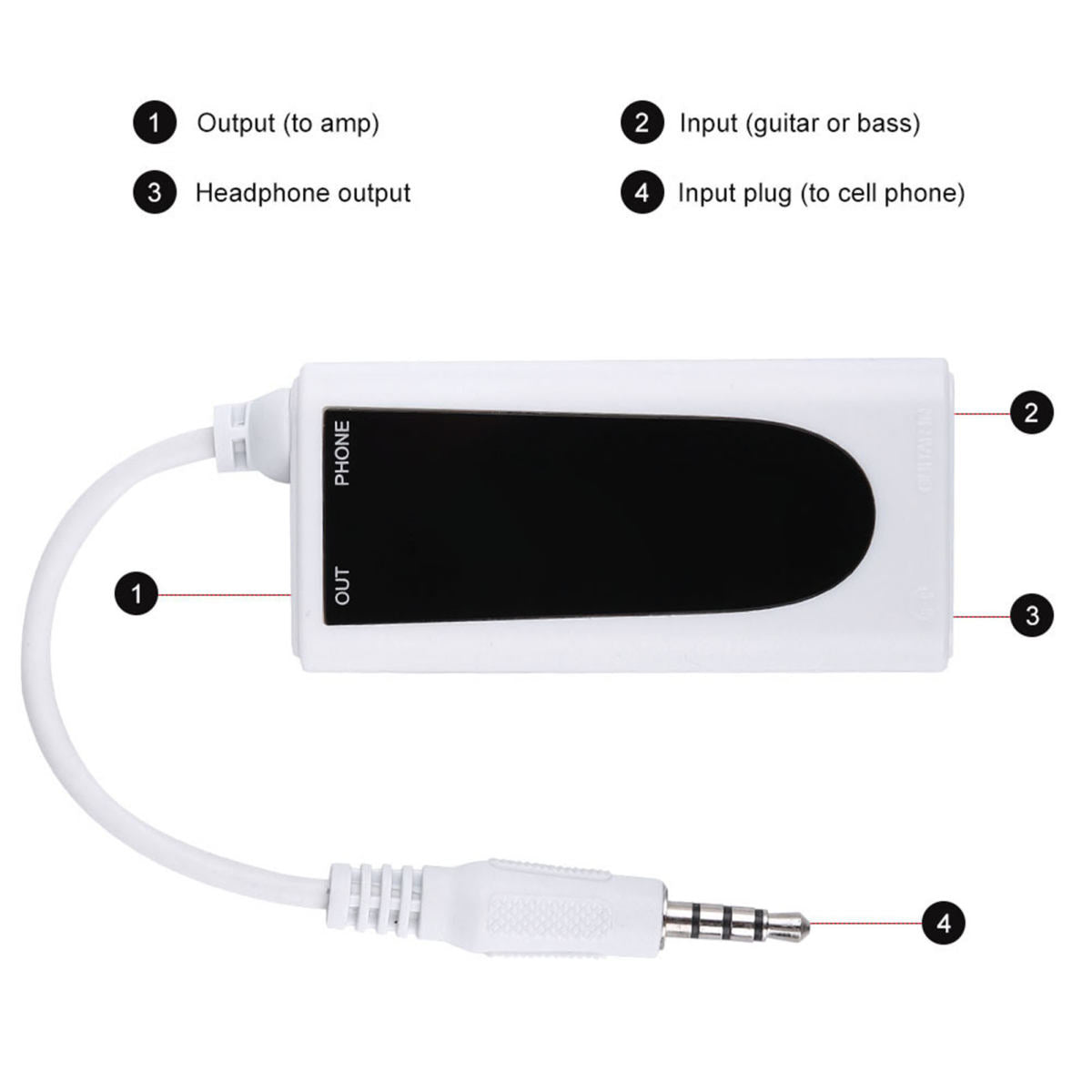 Flanger FC-21 Electric Guitar Bass To Mobile Phone Connector Converter Instruments Accessory