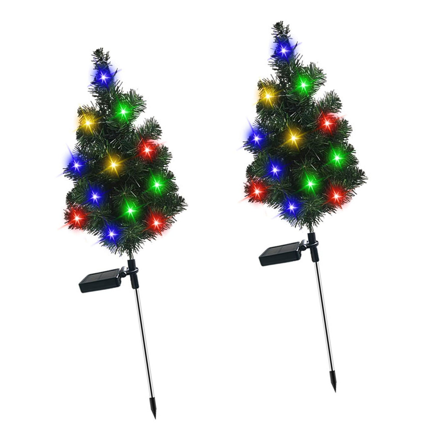 Solar Lawn Lamp Ground Stake Xmas Tree Water Proof Holiday Landscape Light For Outdoor Garden Courtyard Decoration
