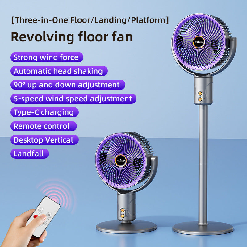 Portable Rechargeable Oscillating Desktop And Floor-standing Fan For Home Use