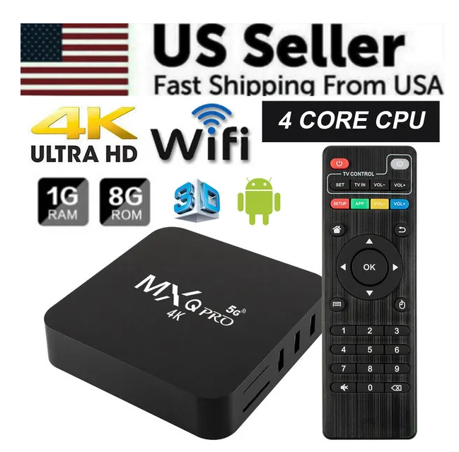 MXQ Pro 4K Ultra HD 64Bit Wifi Android 7.1 Quad Core Smart TV Box Media Player