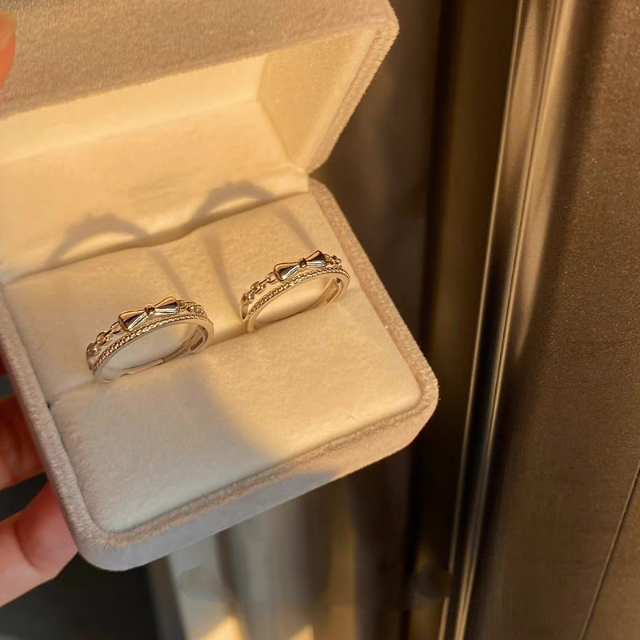 1pc 999 Sterling Silver Double Layer Bow Open Ring, Sweet & Elegant, Perfect For Daily, Dating & Gifting, Ideal Valentine's Gift