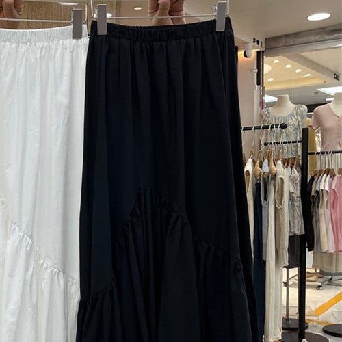 Ruffled Asymmetrical Skirt Womens Korean Style