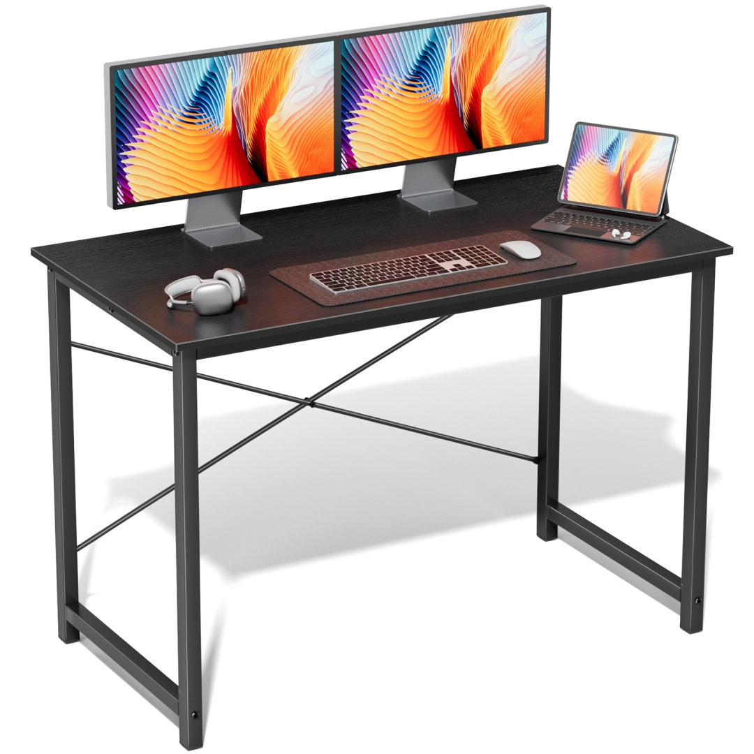 Computer Desk For Home Office, Modern Study Work Table Simple Style For Bedroom, Writing Desks With X-Shaped Reinforcement, Rust