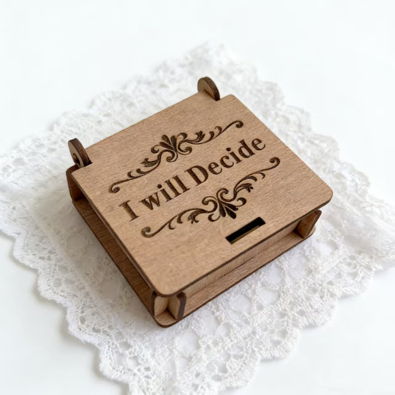Creative Gift Decision Coin, Retro Square Wooden Decision Maker, Custom Solid Wood Gift Box, Desktop Ornament