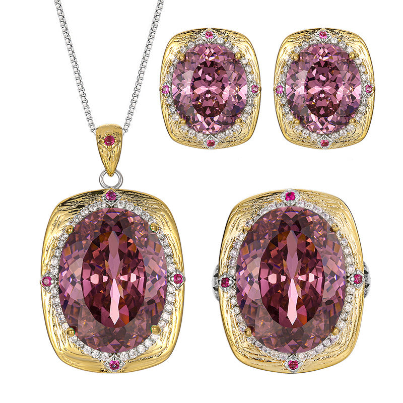 Luxury High-end Accessories Dried Rose Jewelry Necklace Earrings And Ring