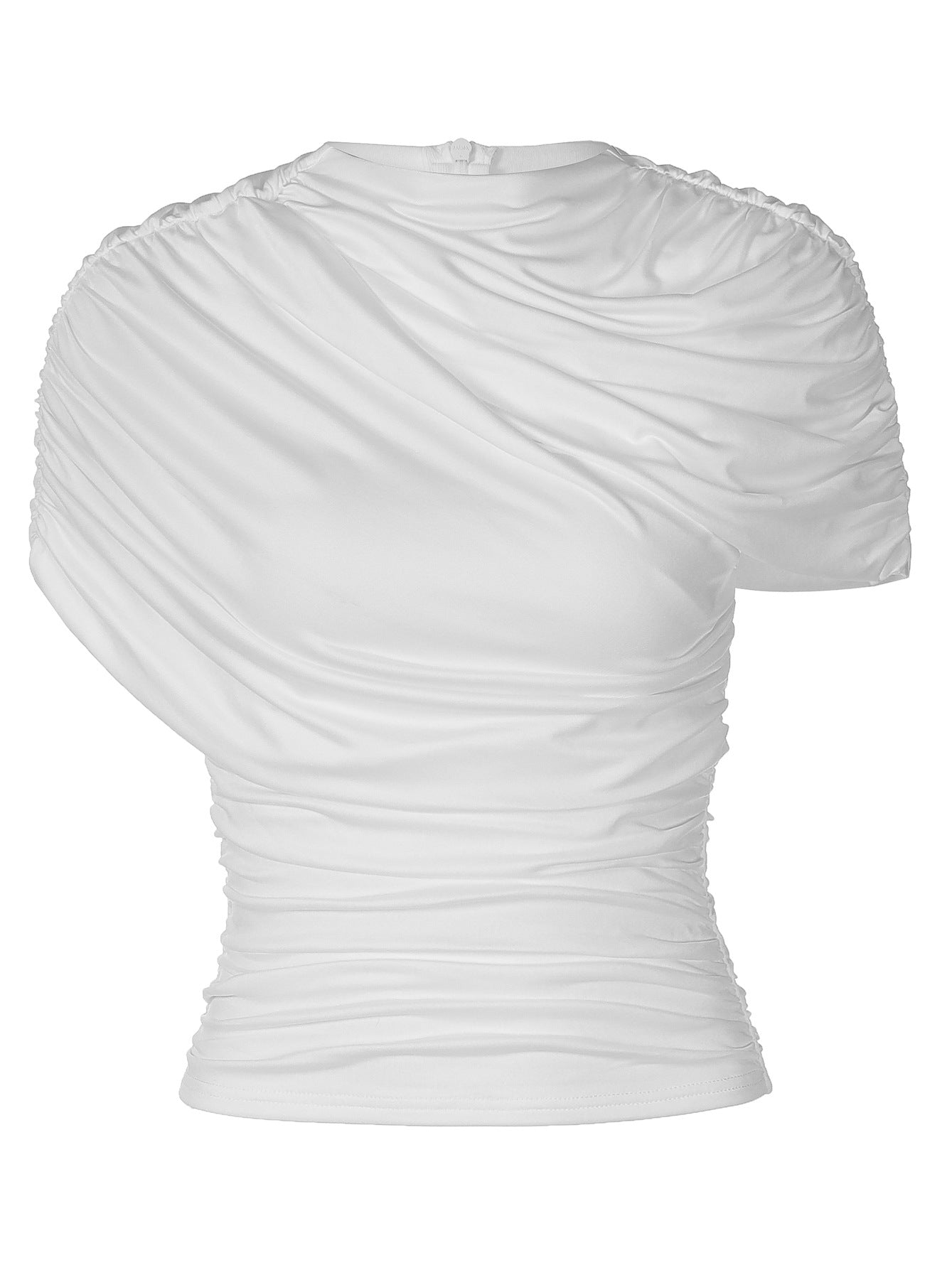 Solid-color Scarf-collar Fashion Draped Sleeveless Slim-fit Short Top