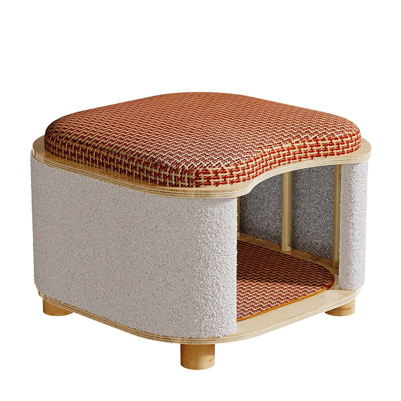Cat Bed Bench For Humans And Cats All-Season Solid Wood With Summer Cooling Mat Pet Supplies