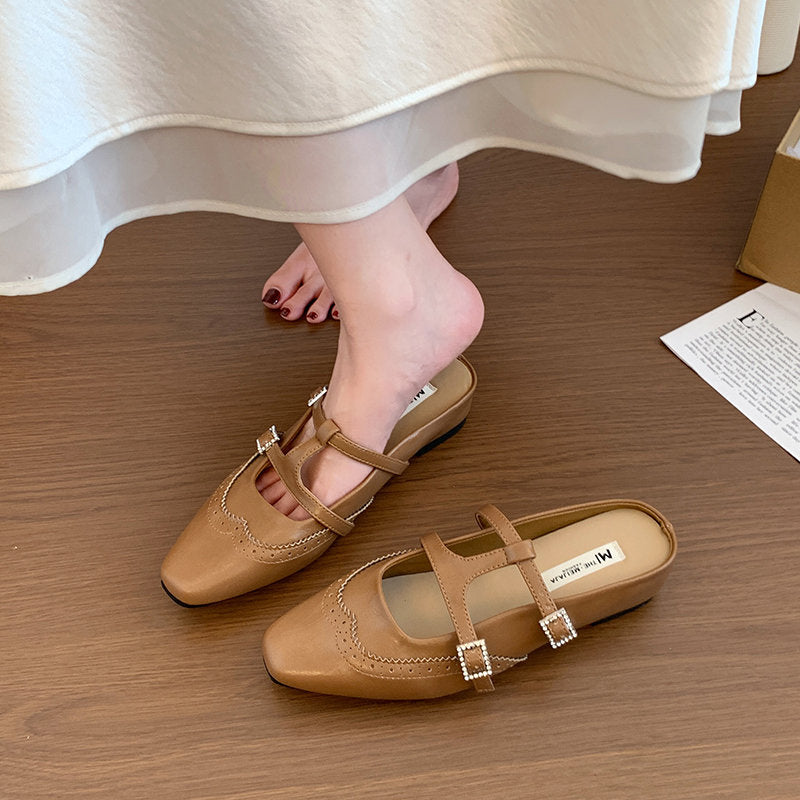 Women's Platform Hidden Heel Mule Sandals, New 2026 Summer Outdoor Slip-On Elegant Closed Toe Slides Matching Dresses