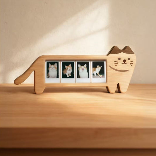 Cute Kitten Wooden Photo Frame For Capturing Seasonal Snapshots