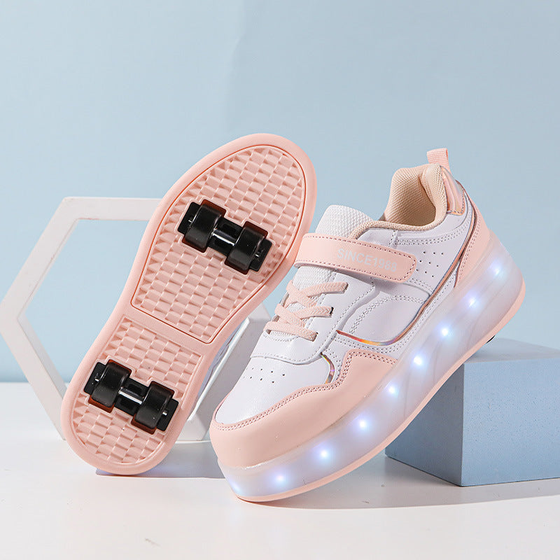 Boys And Girls Charging Flash Rollerskate