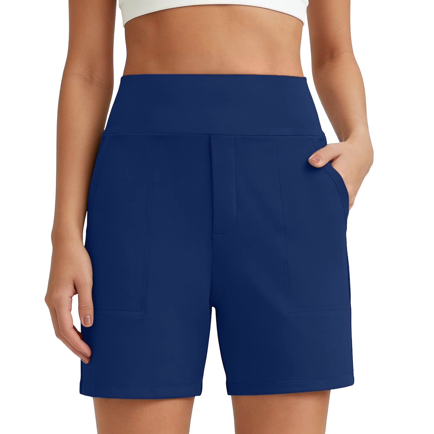 New Womens Solid-color Stretchy Comfortable Fitness Casual Shorts