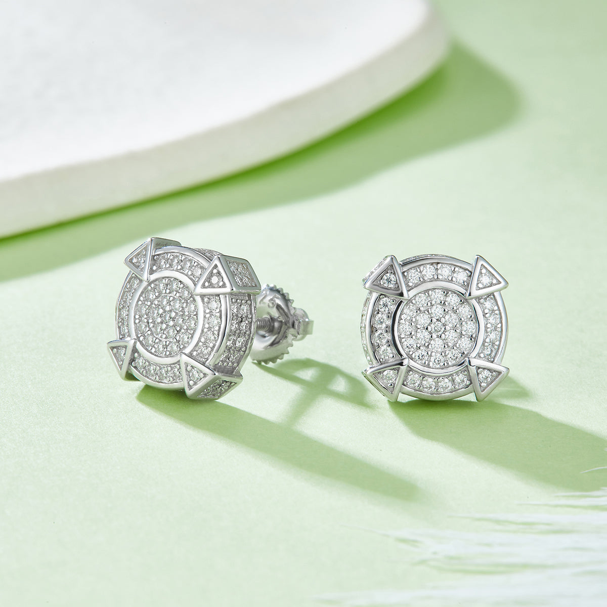 S925 Sterling Silver 174pcs D Color VVS1 Moissanite Geometric Stud Earrings 3g Screw Back Platinum Plated GRA Certified Gift Box