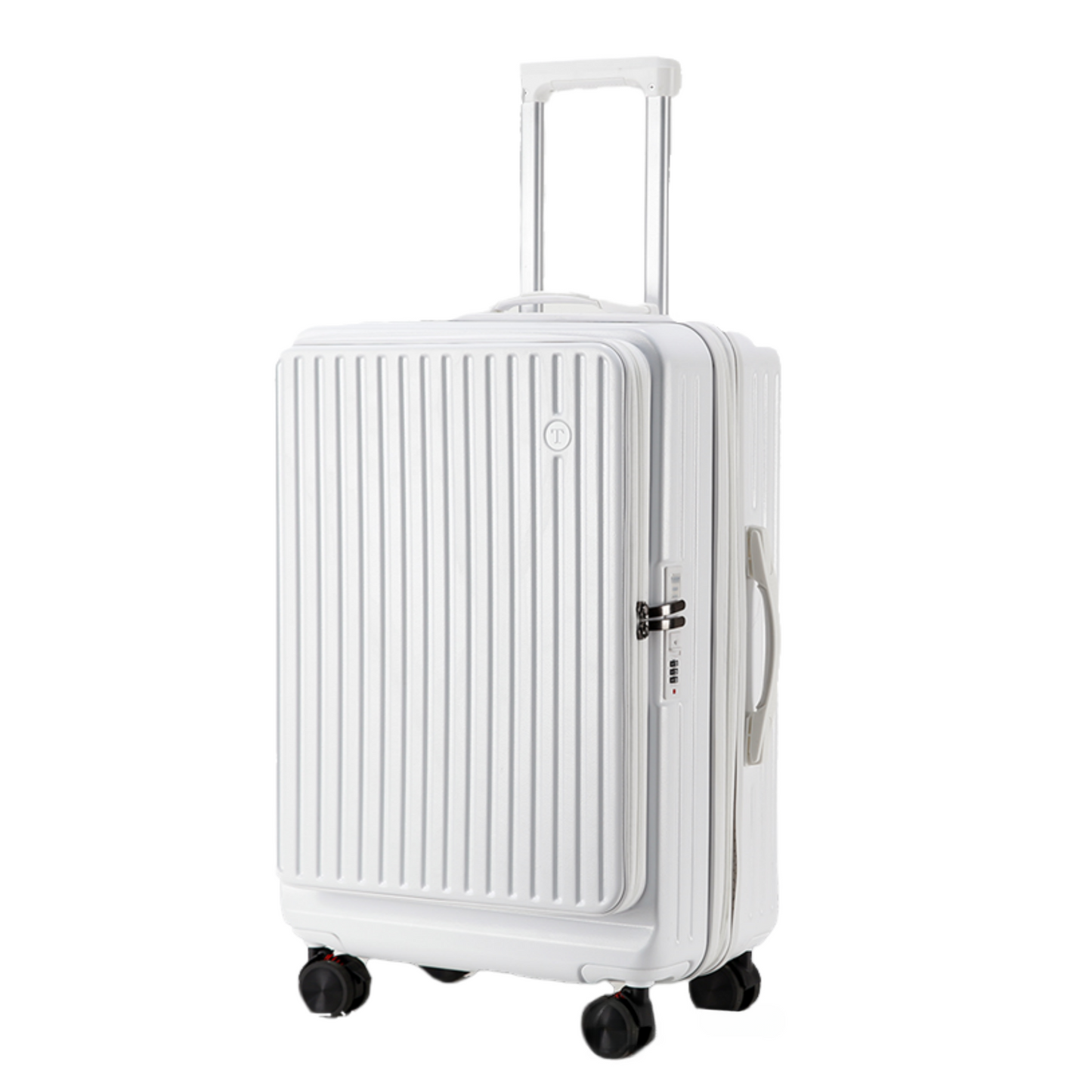 Front Opening Expandable Carry On Luggage, Large And Medium Sized Cabin Bag, Made Of Alloy Material, TSA Lock, USB Charging Port, Foldable Cup Holder