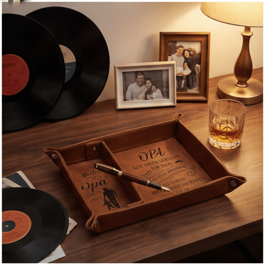 Leather Tray With Key Holder, OPA Design In Dark Brown, Storage For Keys And Accessories, Stylish Gift Set For Men For Christmas And Father’s Day—in-stock Items