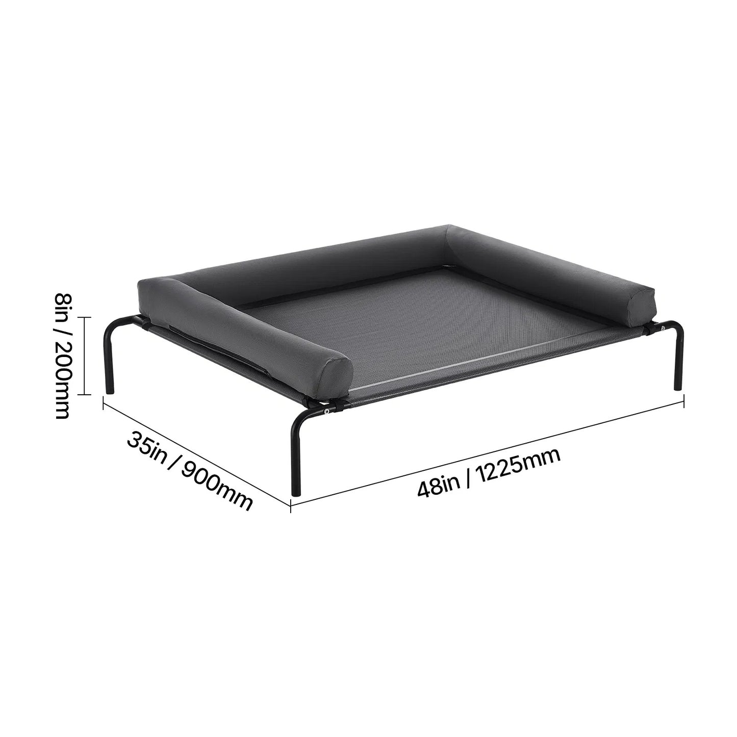 Elevated Dog Bed For Large Dogs XL, Raised Dog Bed Cot With Washable Pillow, Indoor & Outdoor Cooling Dog Bed Hammock, Heavy Duty Steel Frame Dog Bed With Breathable Teslin Mesh, Grey
