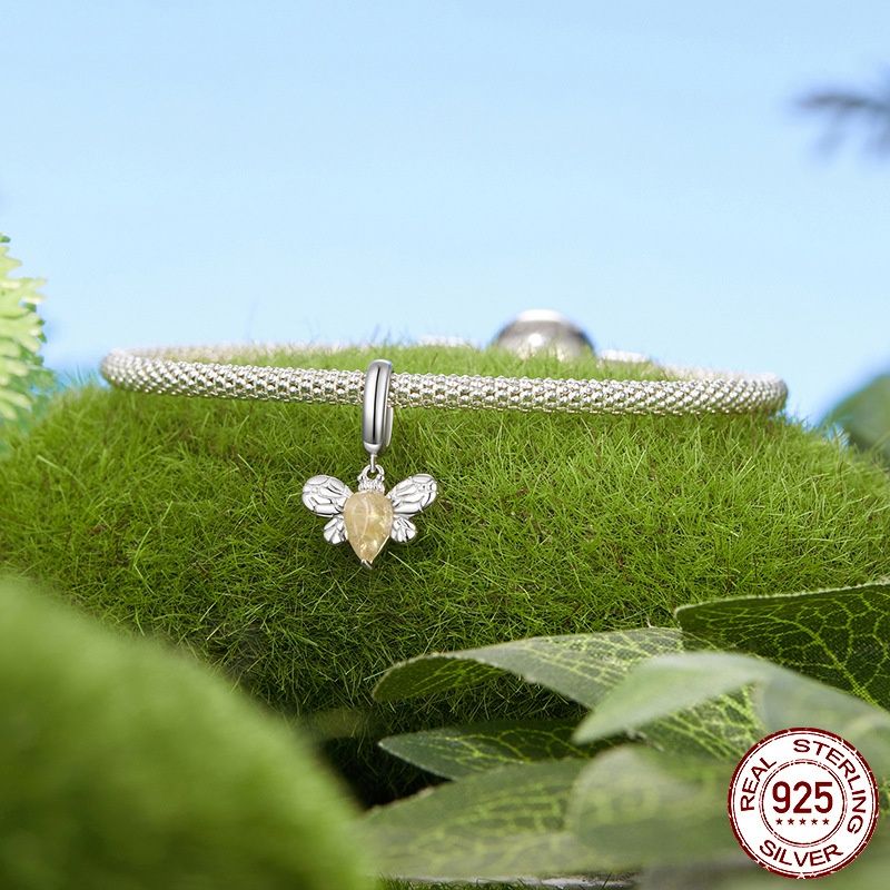 Bee Pendant Diy Beaded S925 Pure Silver Ornament Accessories
