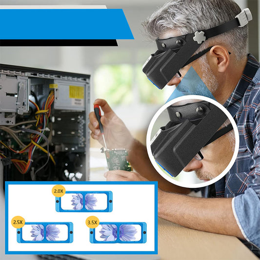 Head-mounted HD Glasses With 4 LED Lights And USB Charging