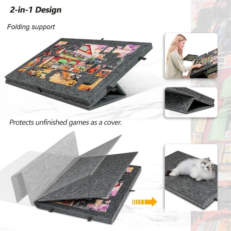 Foldable Puzzle Table With Sorting System Portable Puzzle Organizer For Adults Featuring A Built-in Stand And Protective Cover Spacious Family Game Board Gift For Puzzle Enthusiasts