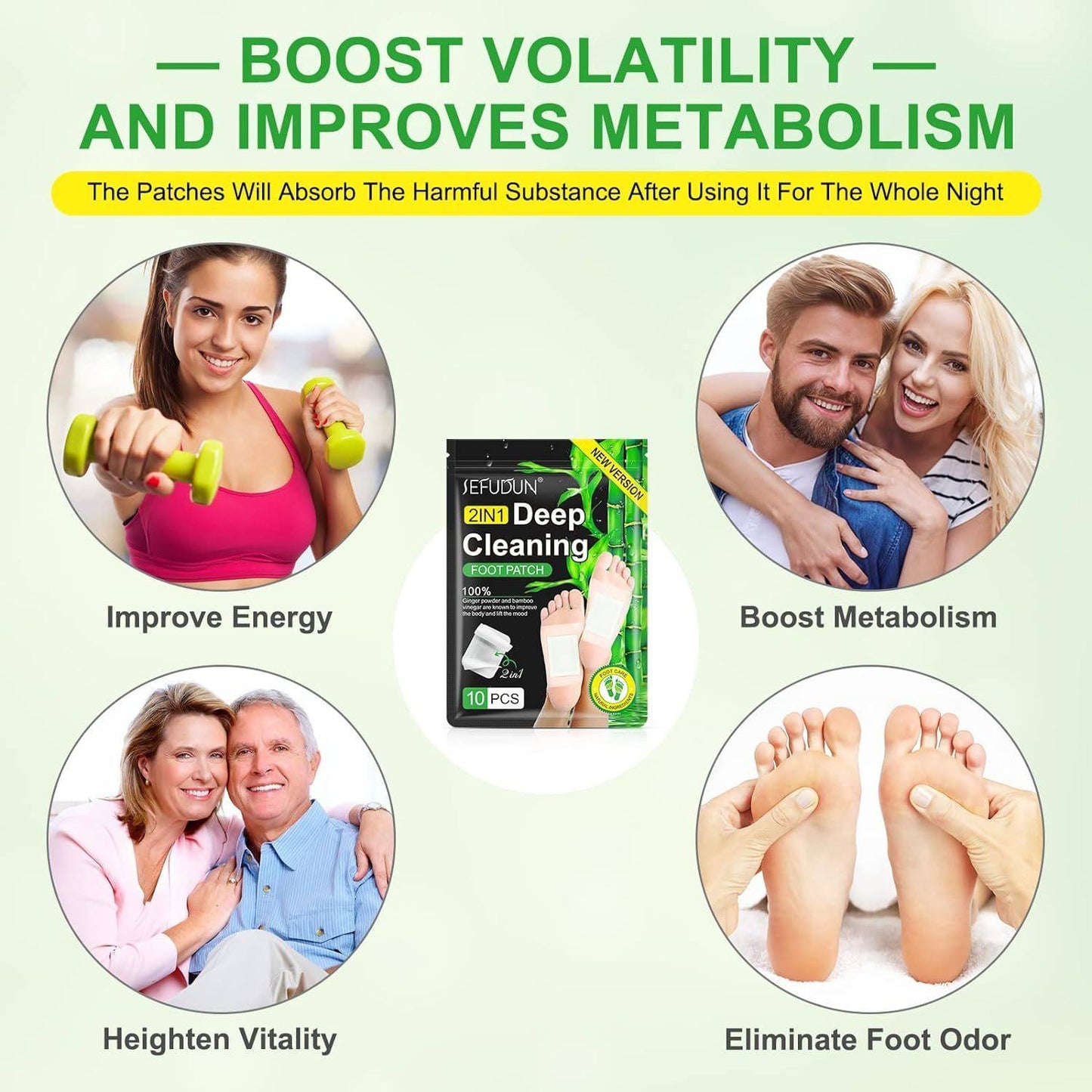 SUFUDUN Foot Massage Care Mugwort Bamboo Charcoal Foot Patches