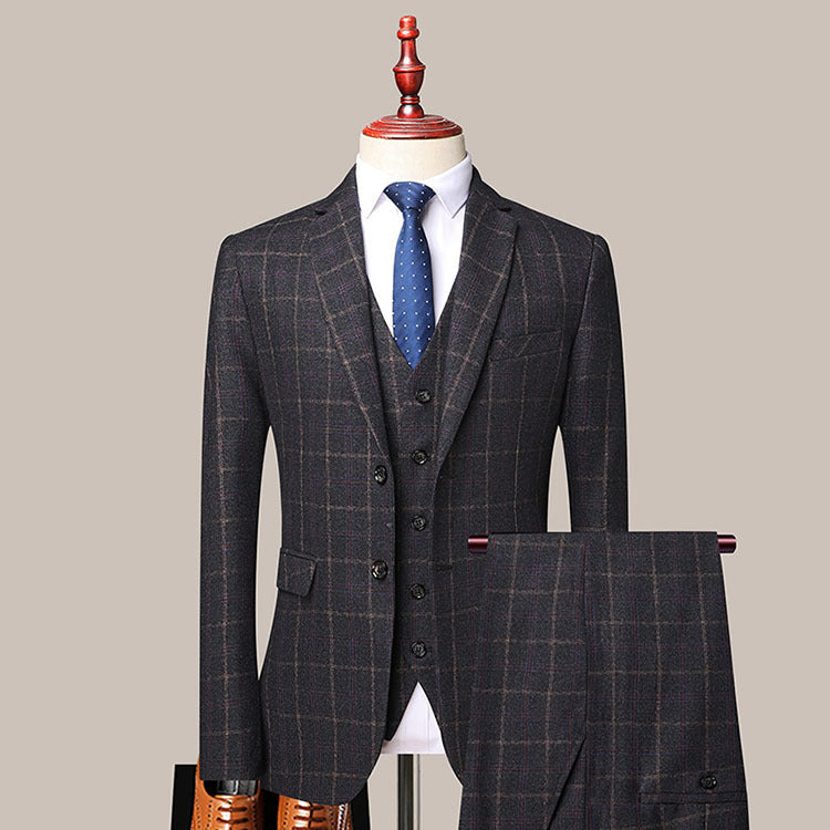Men's Three-piece Korean Slim-fit Groom Wedding Suit