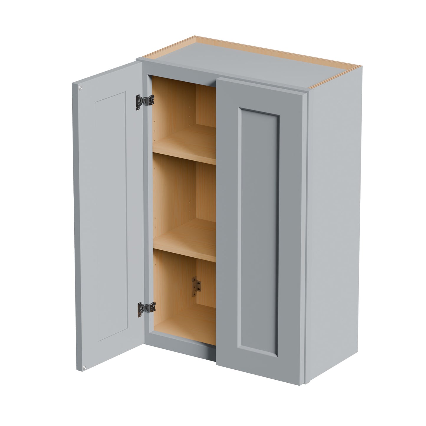Gray Shaker Solid Wood Wall Cabinet With Soft-Close Doors, Adjustable Shelves - 24  Double Door Storage For Kitchen, Bathroom, Laundry, Garage  Easy Assembly, 24 W X 12 D X 36 H