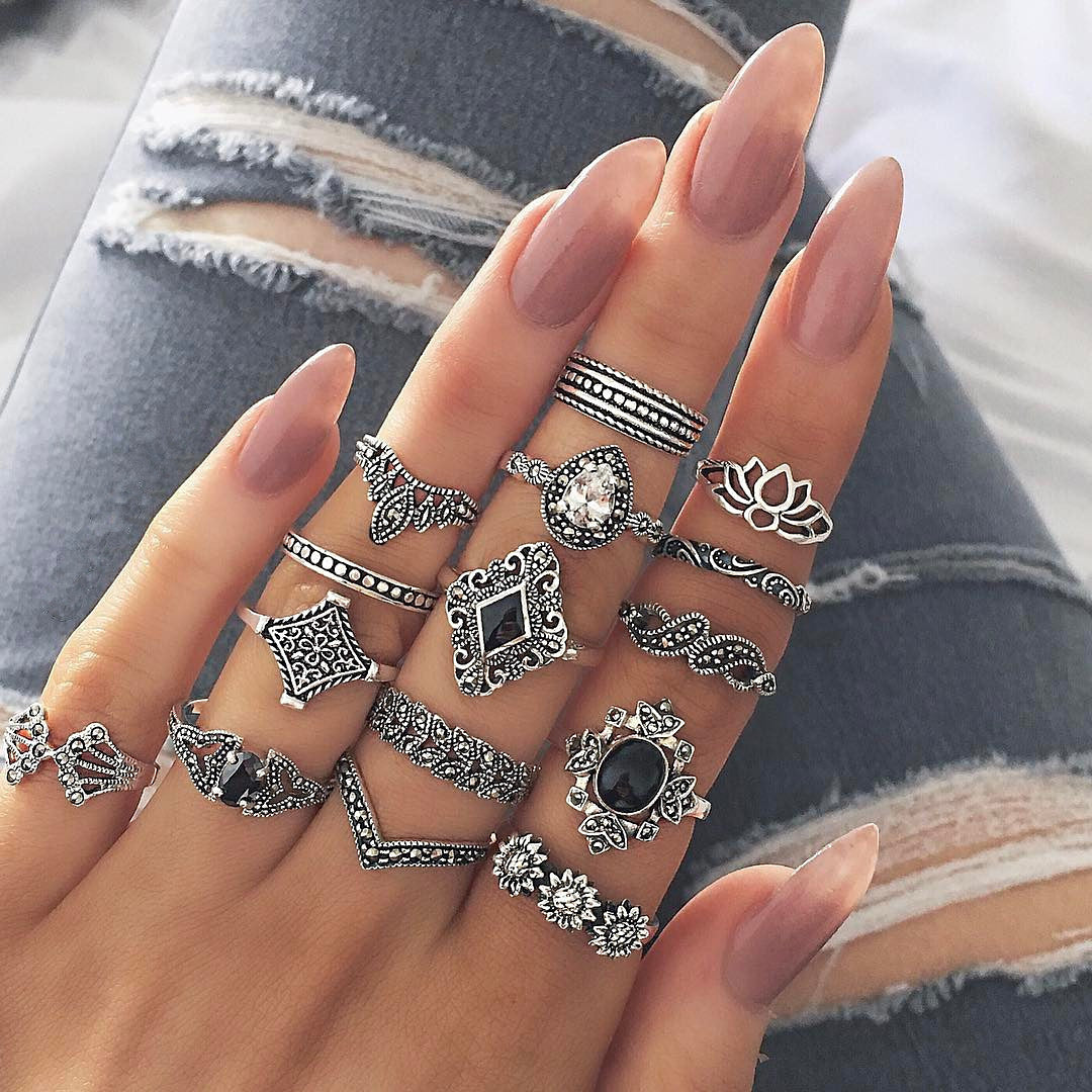 Vintage Diamond Ring Set Personality Accessories