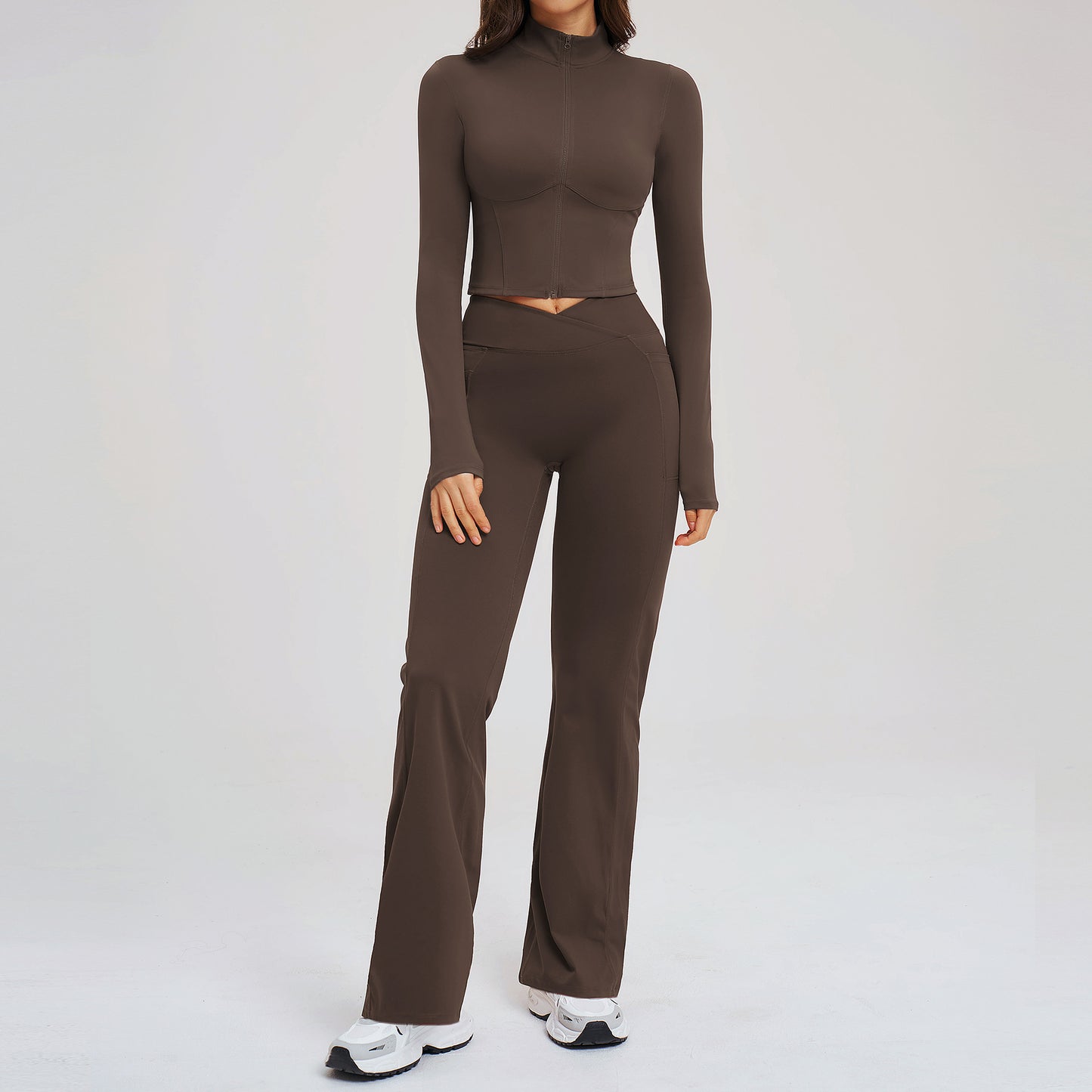 Women's Fitness Apparel Sheer Feel With Zipper