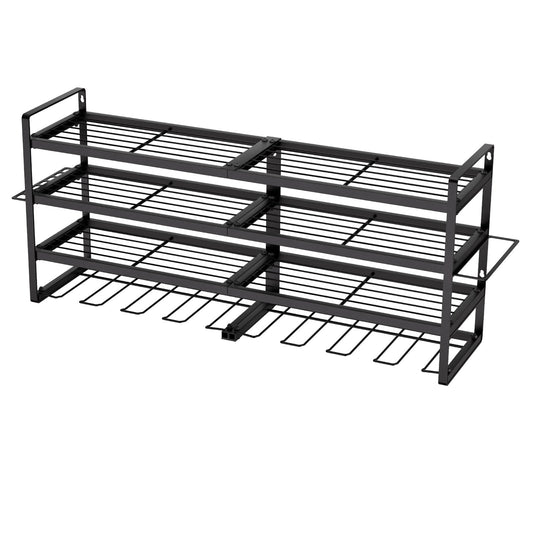 Power Tool Organizer Wall Mount, 4-Layer Storage Rack With 8 Drill Holders, Tools Holder And Storage Rack With Screwdriver Holder, Garage Tool Organizer For Garage, Workbench, And Workshop