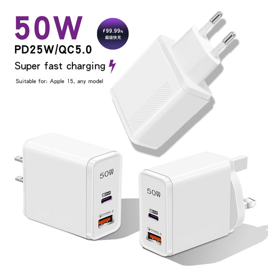 50W Super Fast Charging EUUSUK Standard Charger