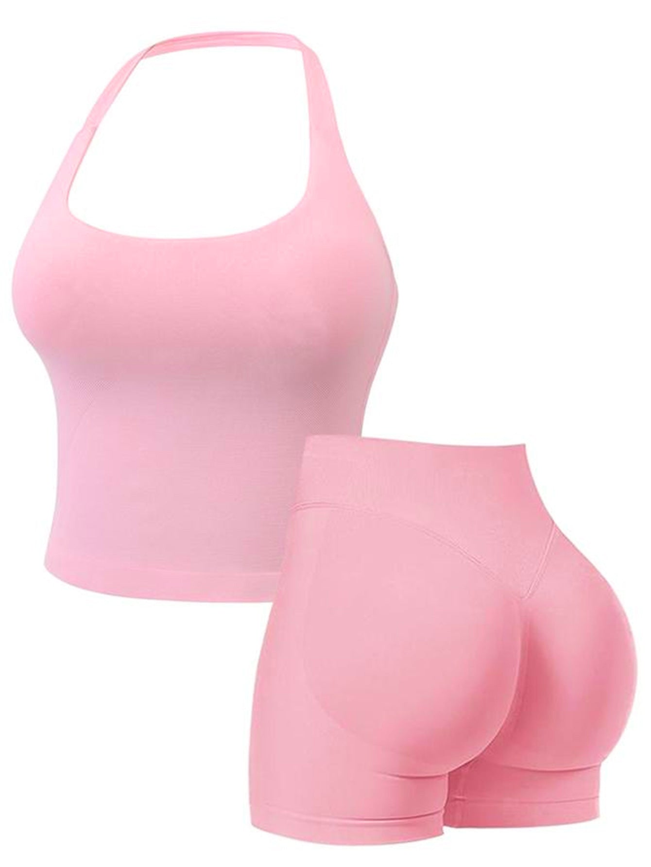 New Halter-Neck Seamless Yoga Backless Camisole And High-Waisted Workout Set