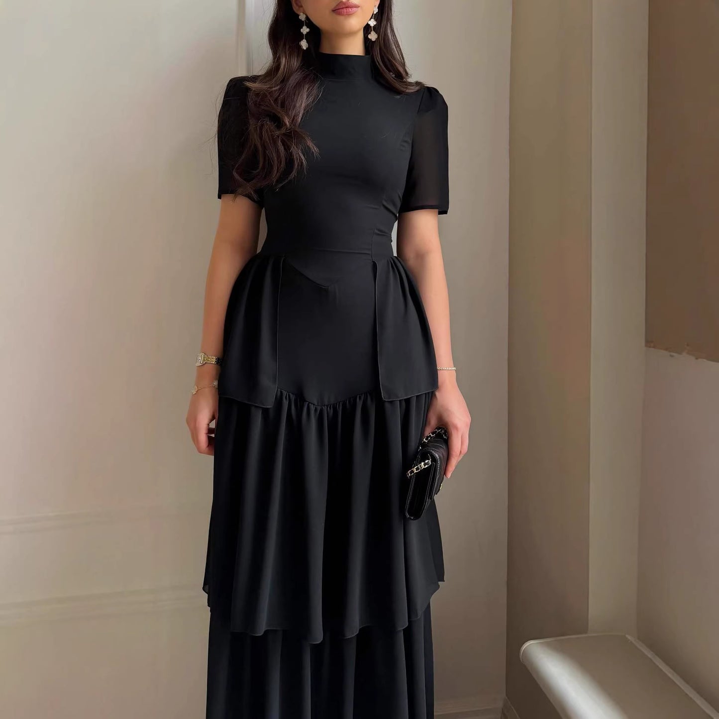 Womens Elegant Ruffled Fashion Casual Dress
