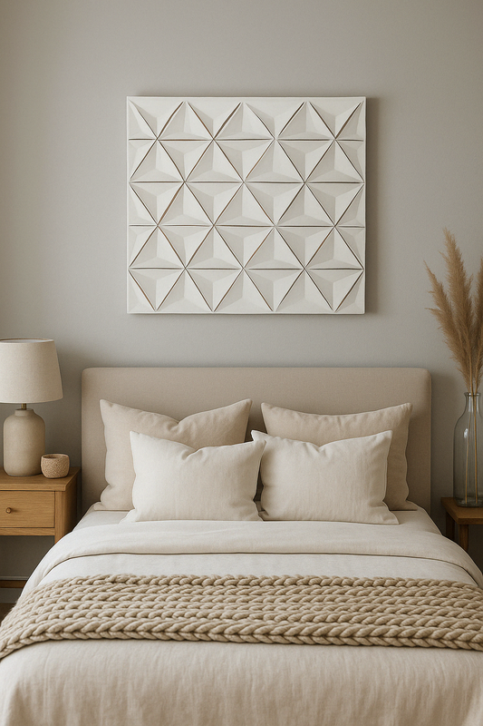 White Square Shape Handcrafted MDF Wall Decor -16 X16  Elegant Home Accent