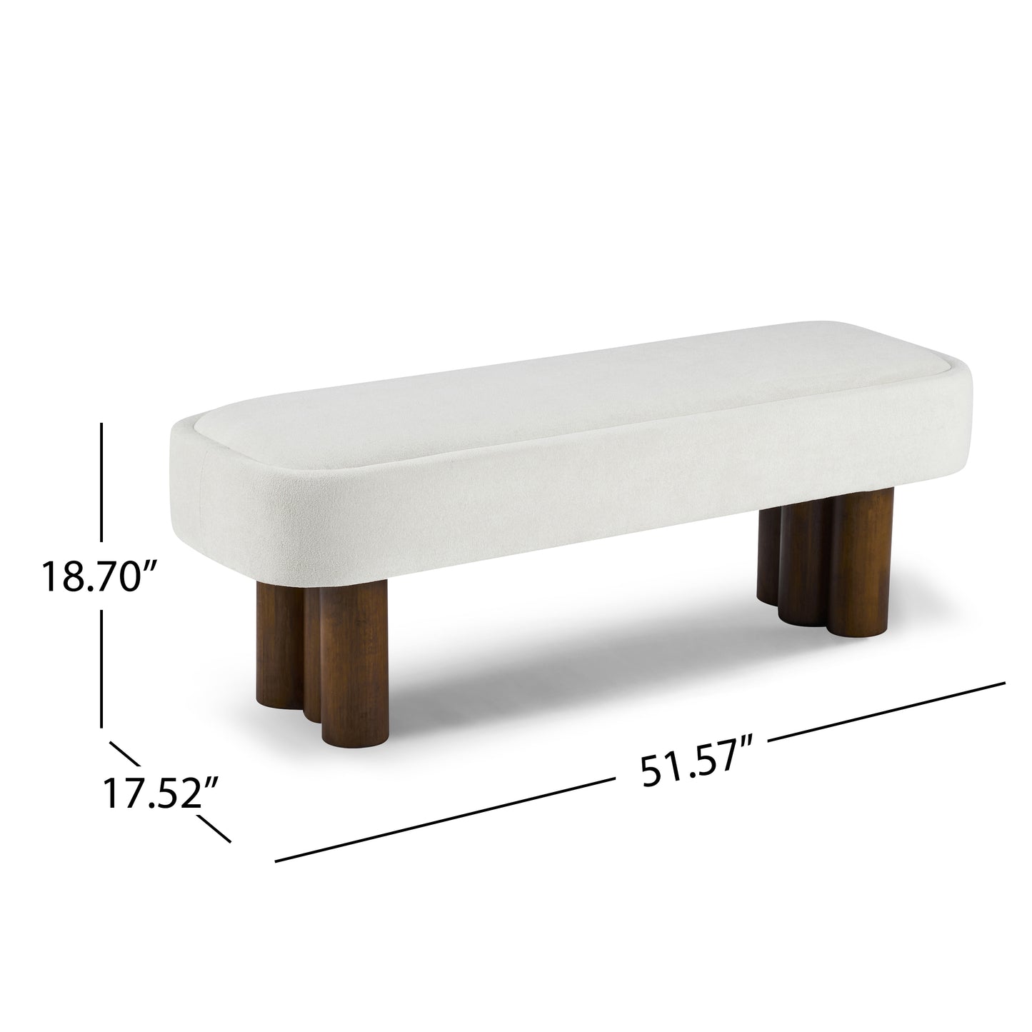 Indoor Beige Fabric Dining Bench With Walnut Color Legs, 51.57 L Upholstered Seating For Kitchen, Dining Room And Living Space,250lbs Capacity
